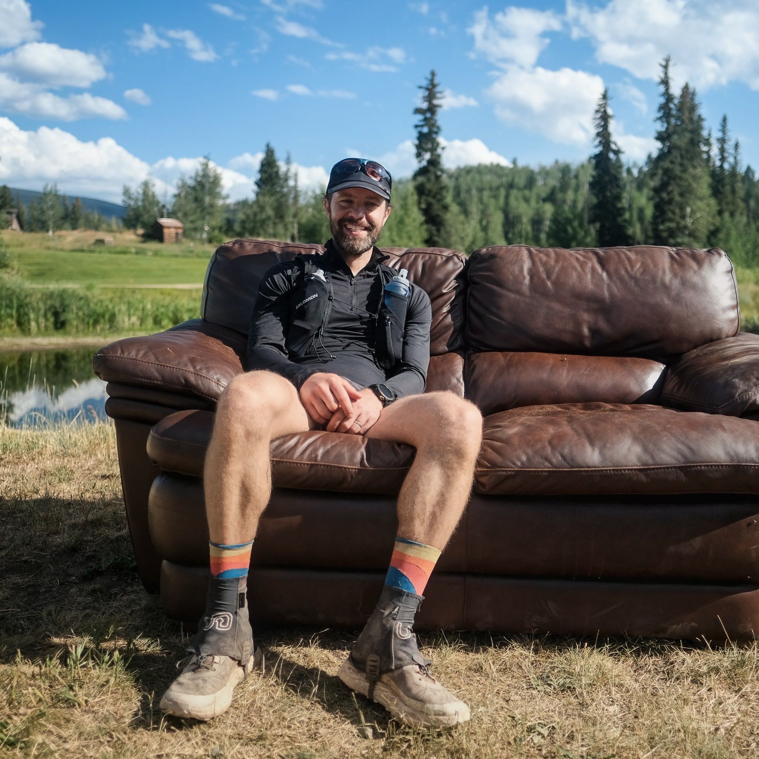 At the finish of the San Juan Softie 100 mile ultramarathon