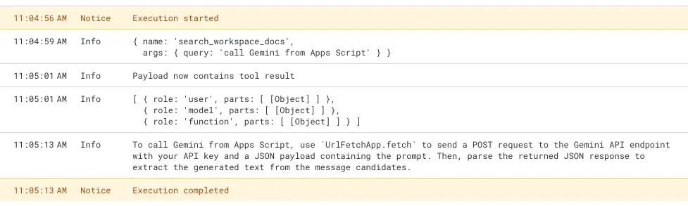 Vertex AI Tool Call from MCP Server in Apps Script