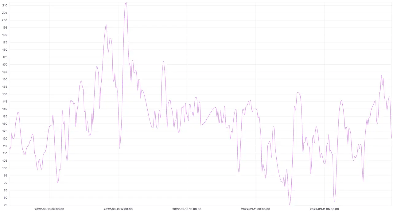 My blood glucose values during the race