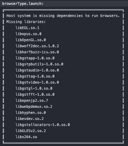 Missing dependencies to run browsers