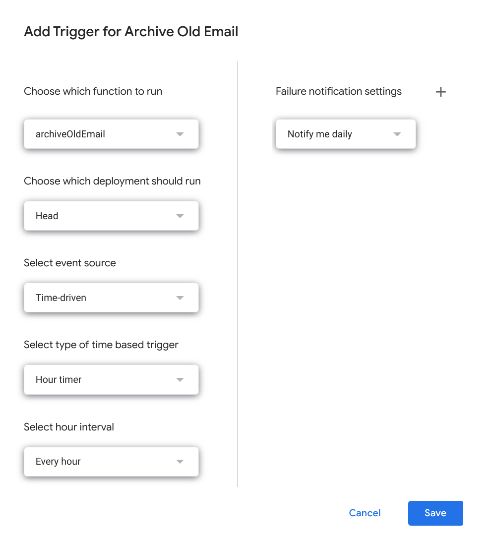Triggering apps script every hour